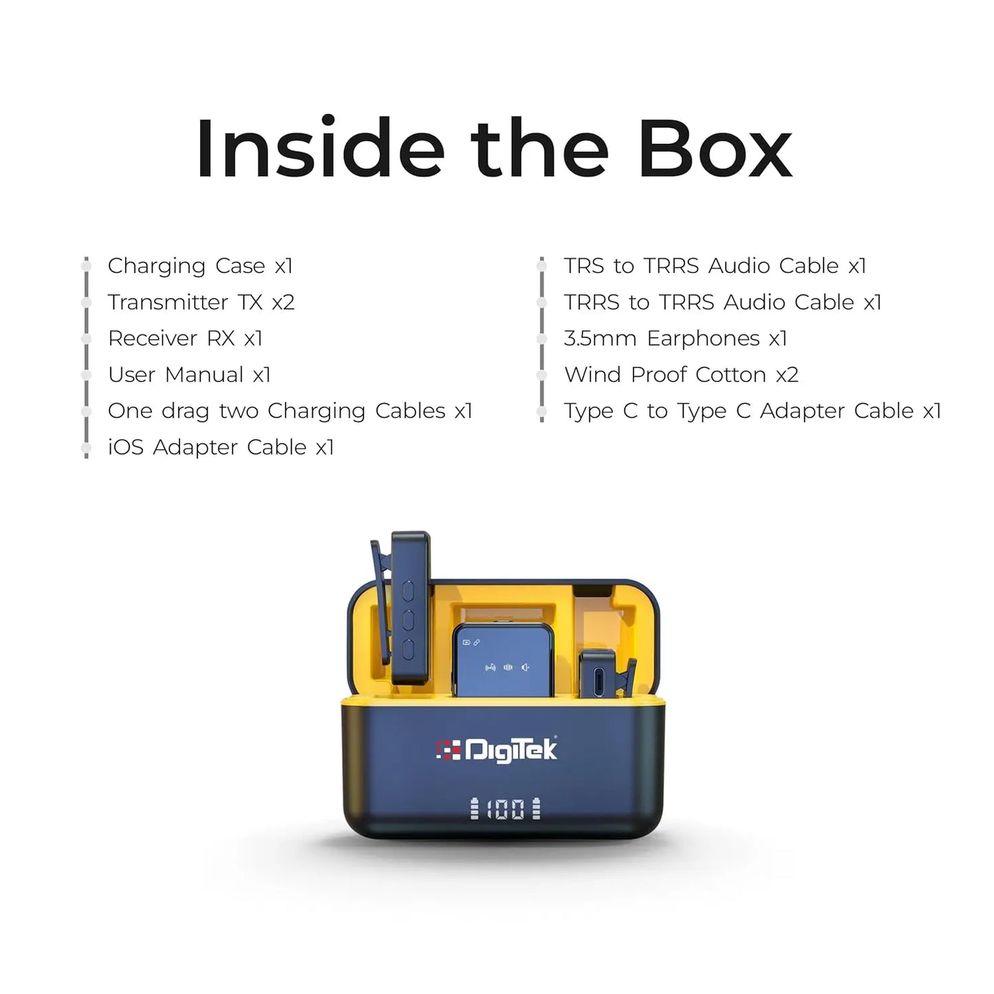 Digitek DWM-110 2-in-1 Wireless Microphone System with 2.4GHz RF, 50m Range, 8Hr Run Time, Plug & Play