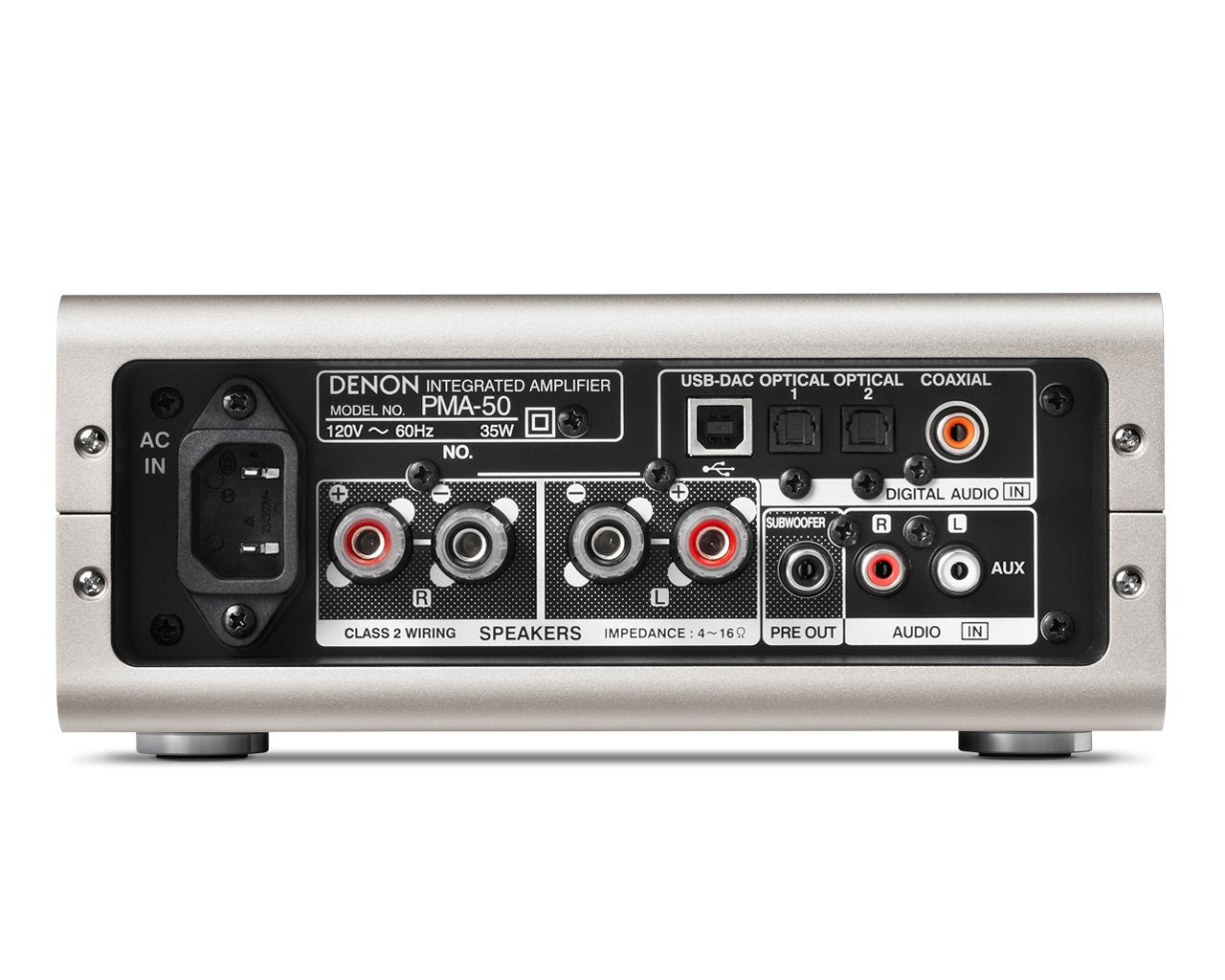 Denon PMA-50 Stereo integrated Amplifier, Built-in DAC & Bluetootha - Per Channel Wattage @4 Ohms 35 W AV Power Receiver