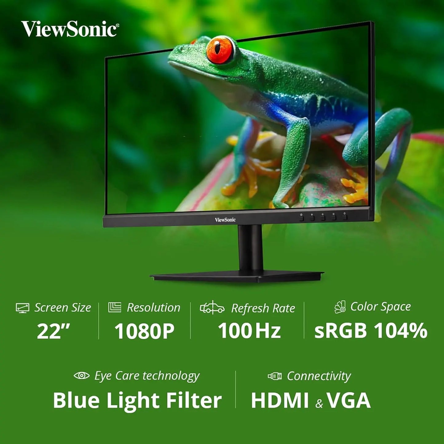 ViewSonic 22 Inch Full HD IPS 100Hz Adaptive Sync Flicker Free sRGB Eye-Care Technology Monitor My Store