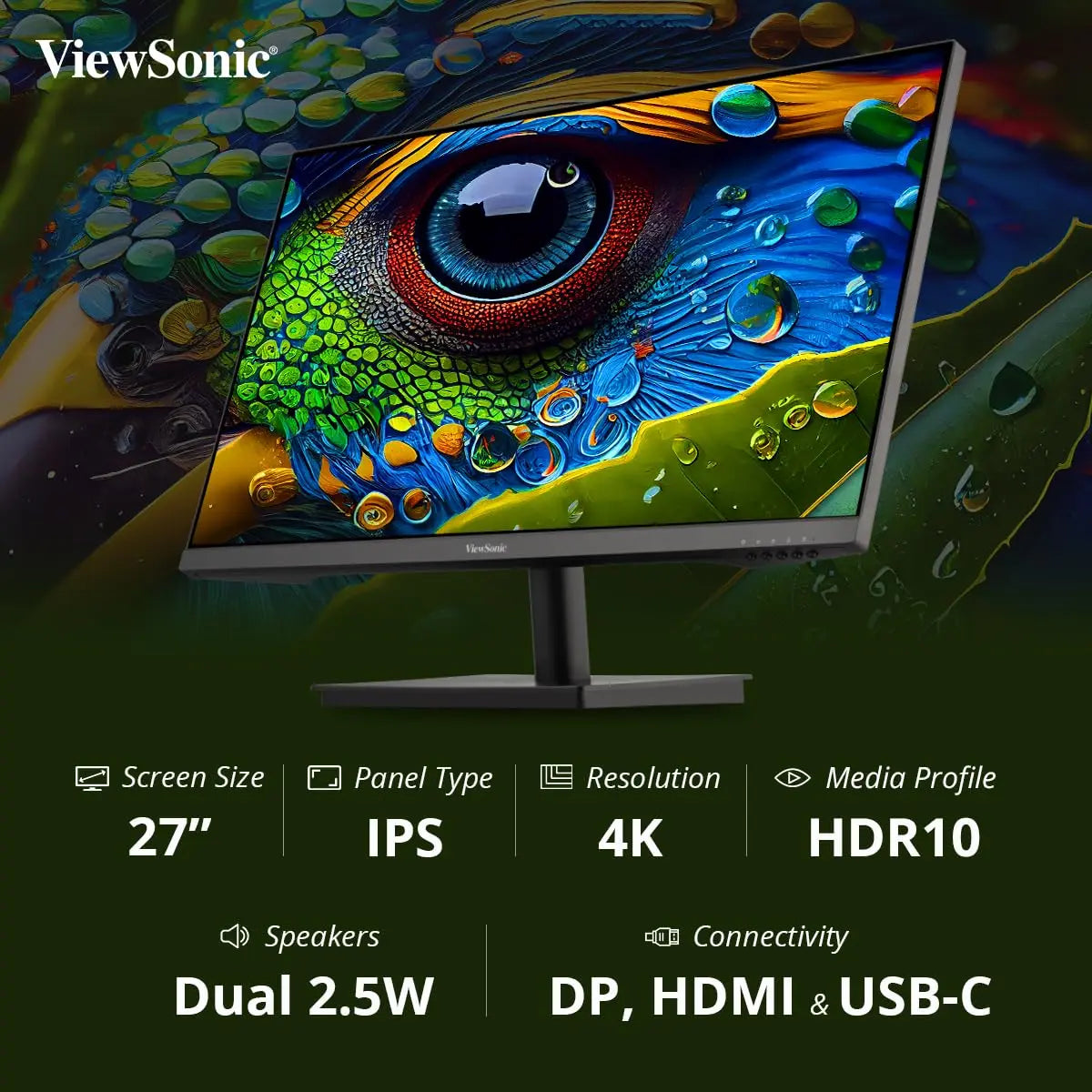 ViewSonic 27" VA2709U-4K 4K UHD IPS Panel USB-C Monitor with Speakers My Store