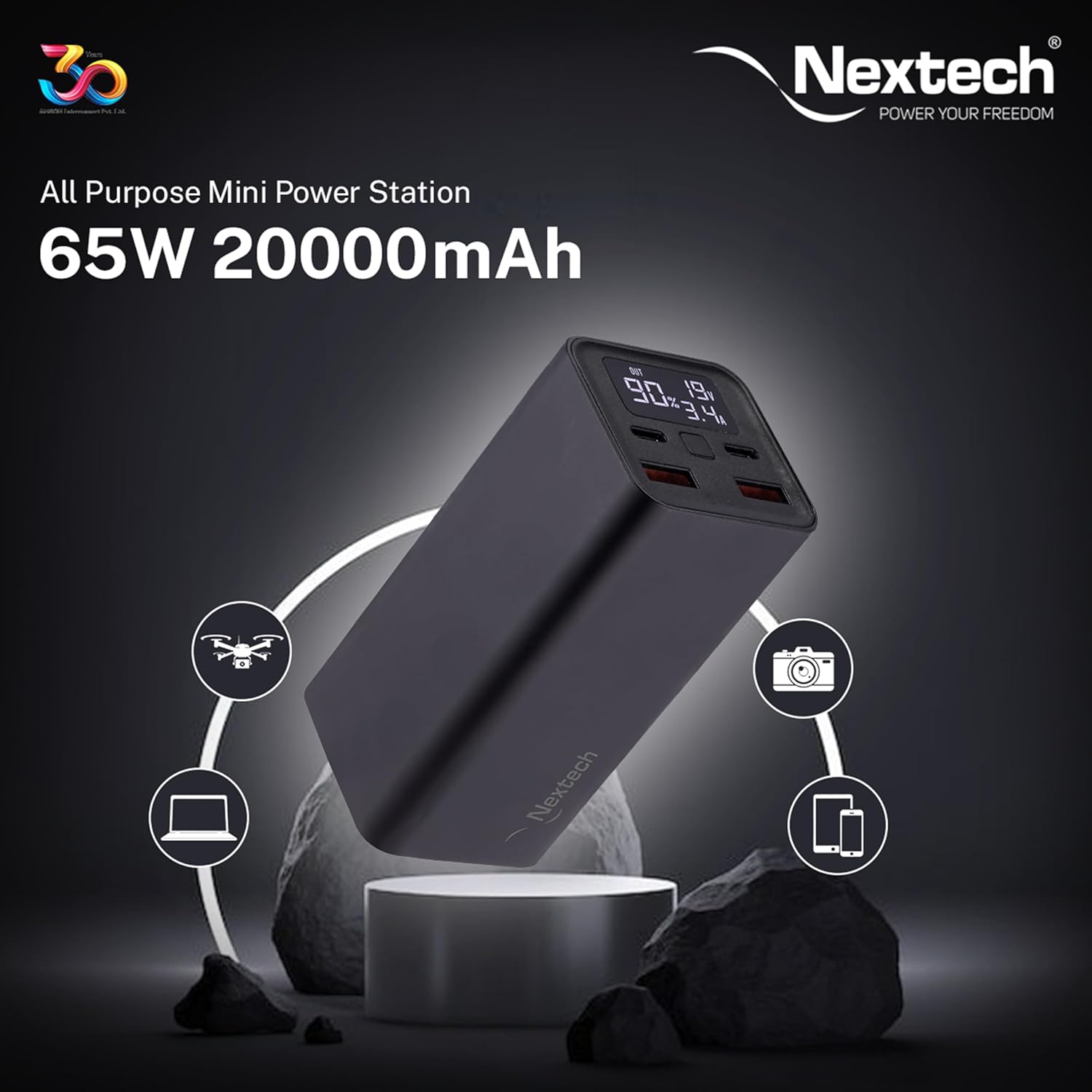 Nextech Power Bank 20000 MAH 65W PDQC NPC1560