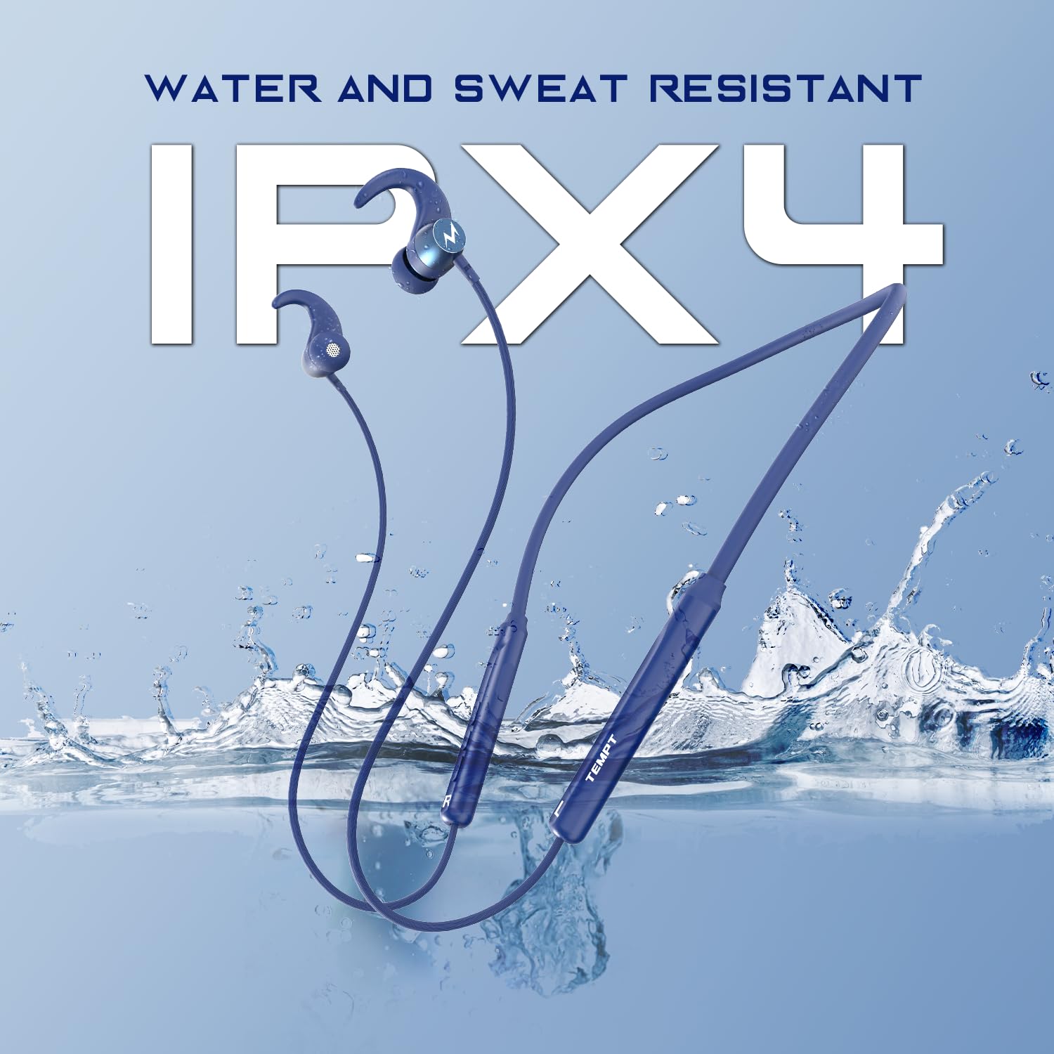 Tempt Groove Bluetooth 5.2 Neckband with OxyAcoustics Technology Navy Blue