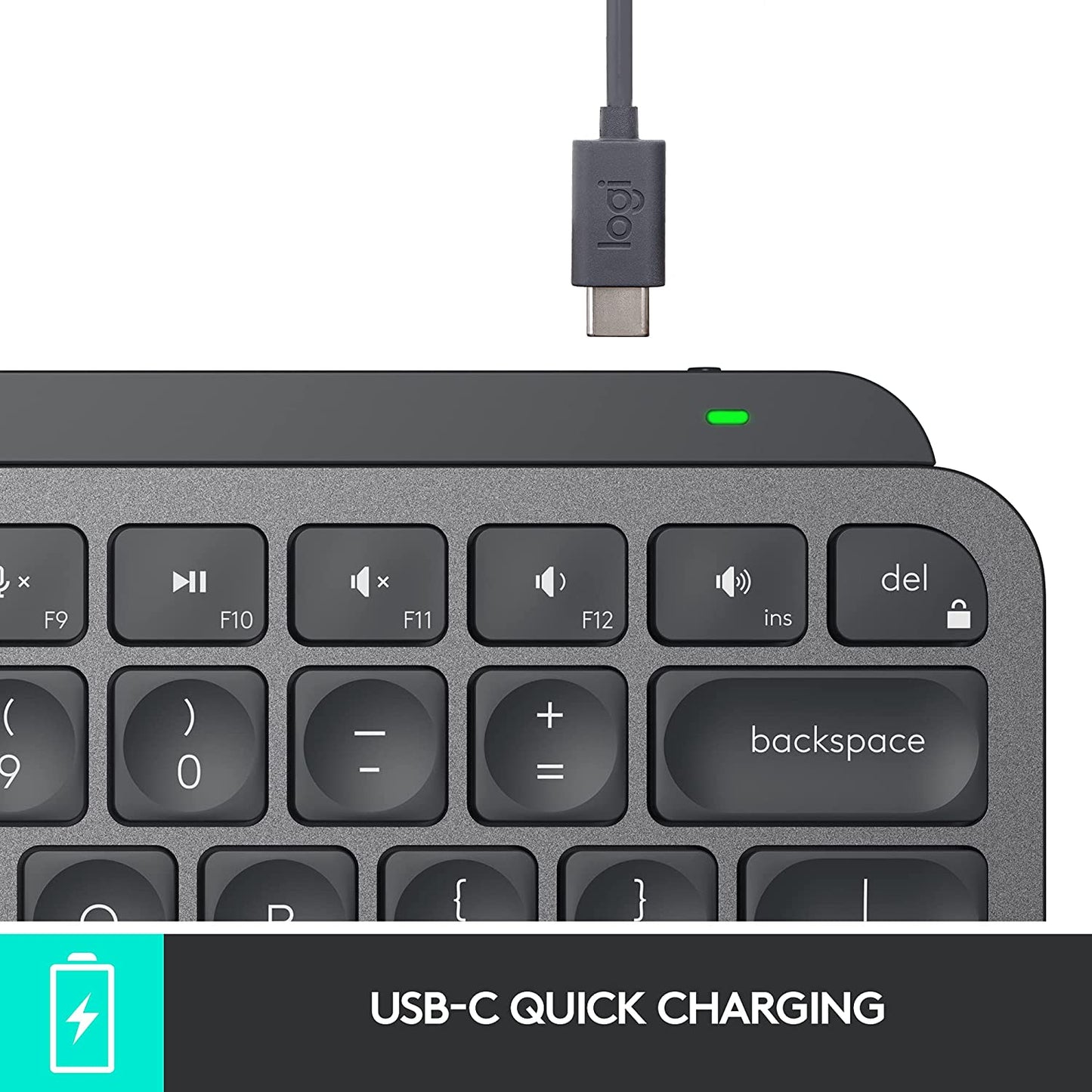 Logitech MX Keys Mini, Compact, Bluetooth, Backlit, USB-C, Metal Build Wireless Multi-device Keyboard  Graphite
