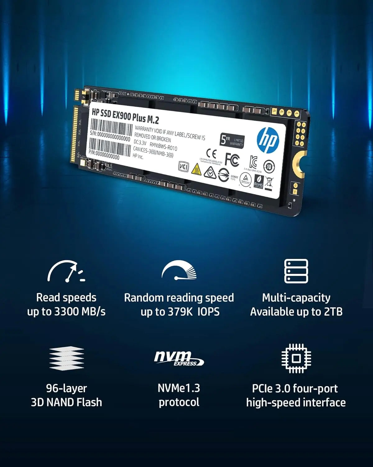 HP EX900 Plus 512GB NVMe PCIe Gen3 M.2 2280 3D NAND Internal SSD My Store