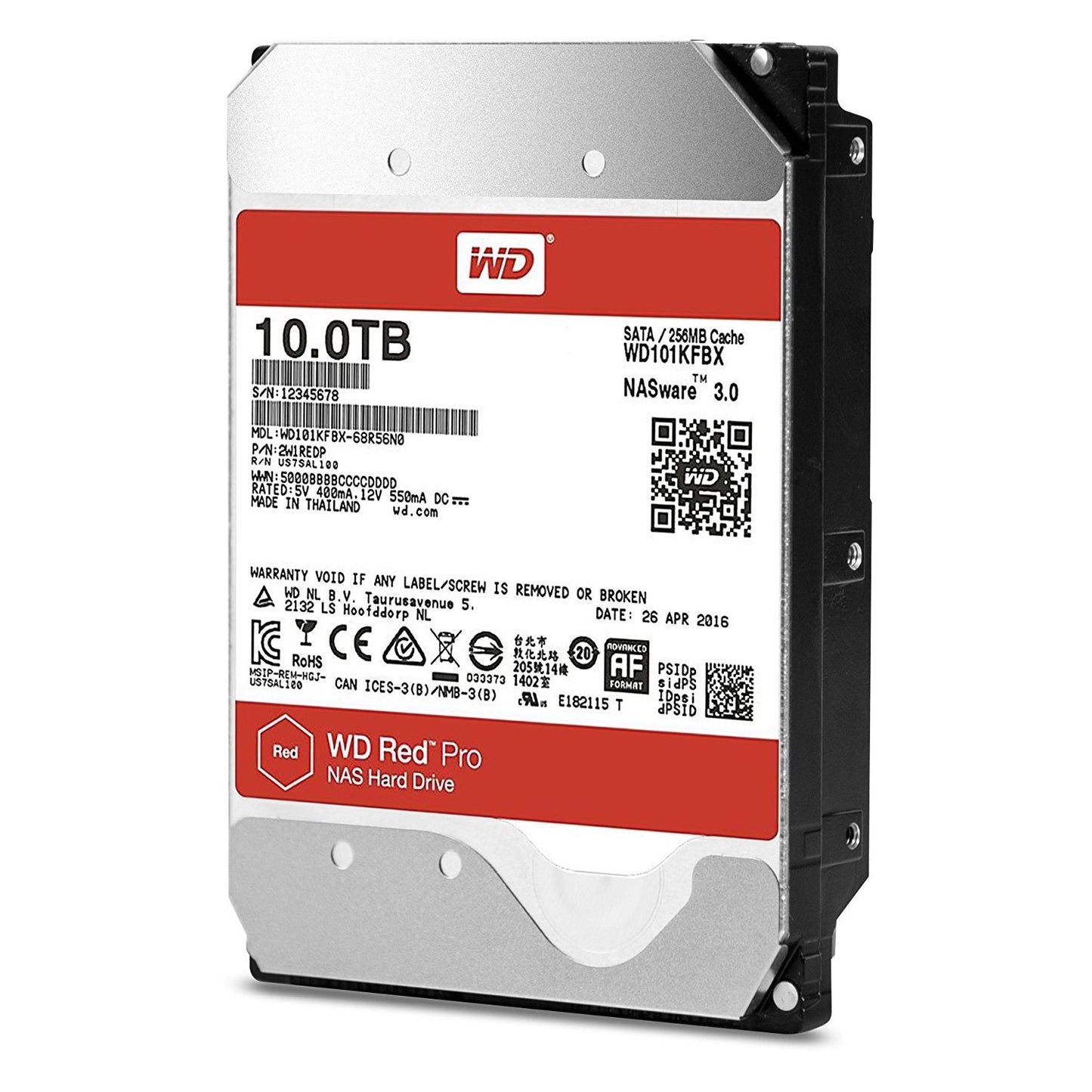 Western Digital WD Red Pro 10TB 3.5" SATA 7200RPM NAS Internal Hard Disk Drive