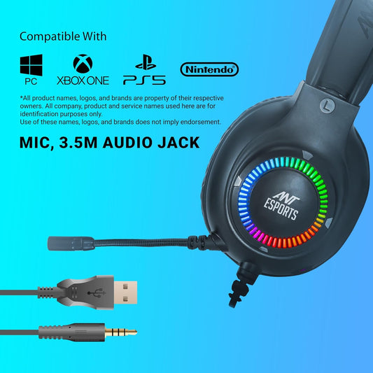 Ant Esports H580 PRO Led Gaming Headphone Black