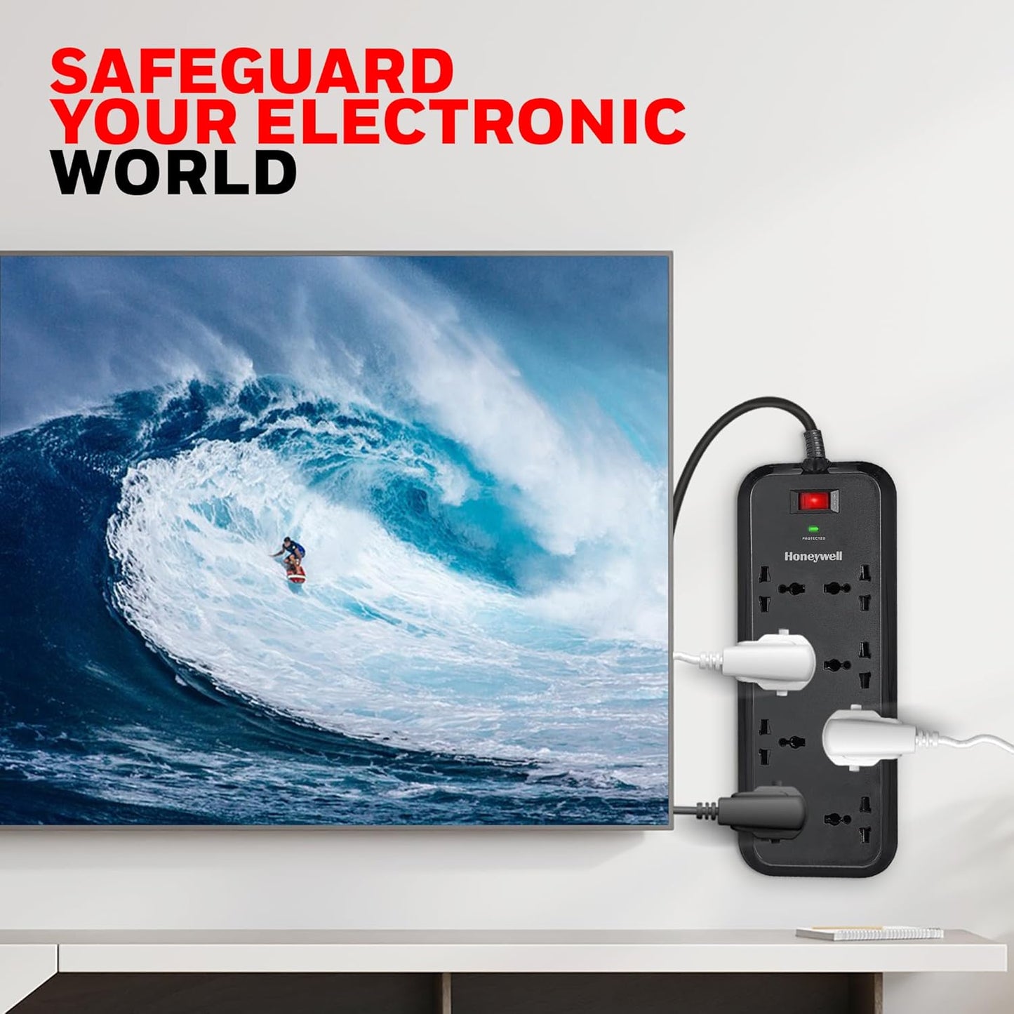 Honeywell 8 Out Surge Protector Extension Cord