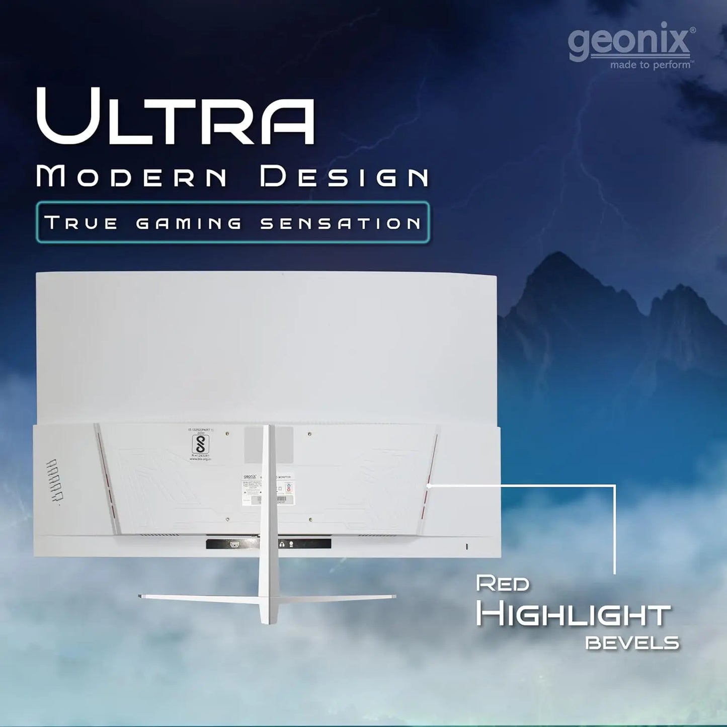 GEONIX Neon 27" 75Hz 1080p FHD  Curved Monitor with Dual Integrated Speakers - White My Store