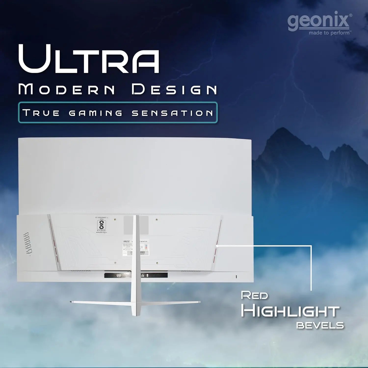 GEONIX Neon 27" 75Hz 1080p FHD  Curved Monitor with Dual Integrated Speakers - White My Store