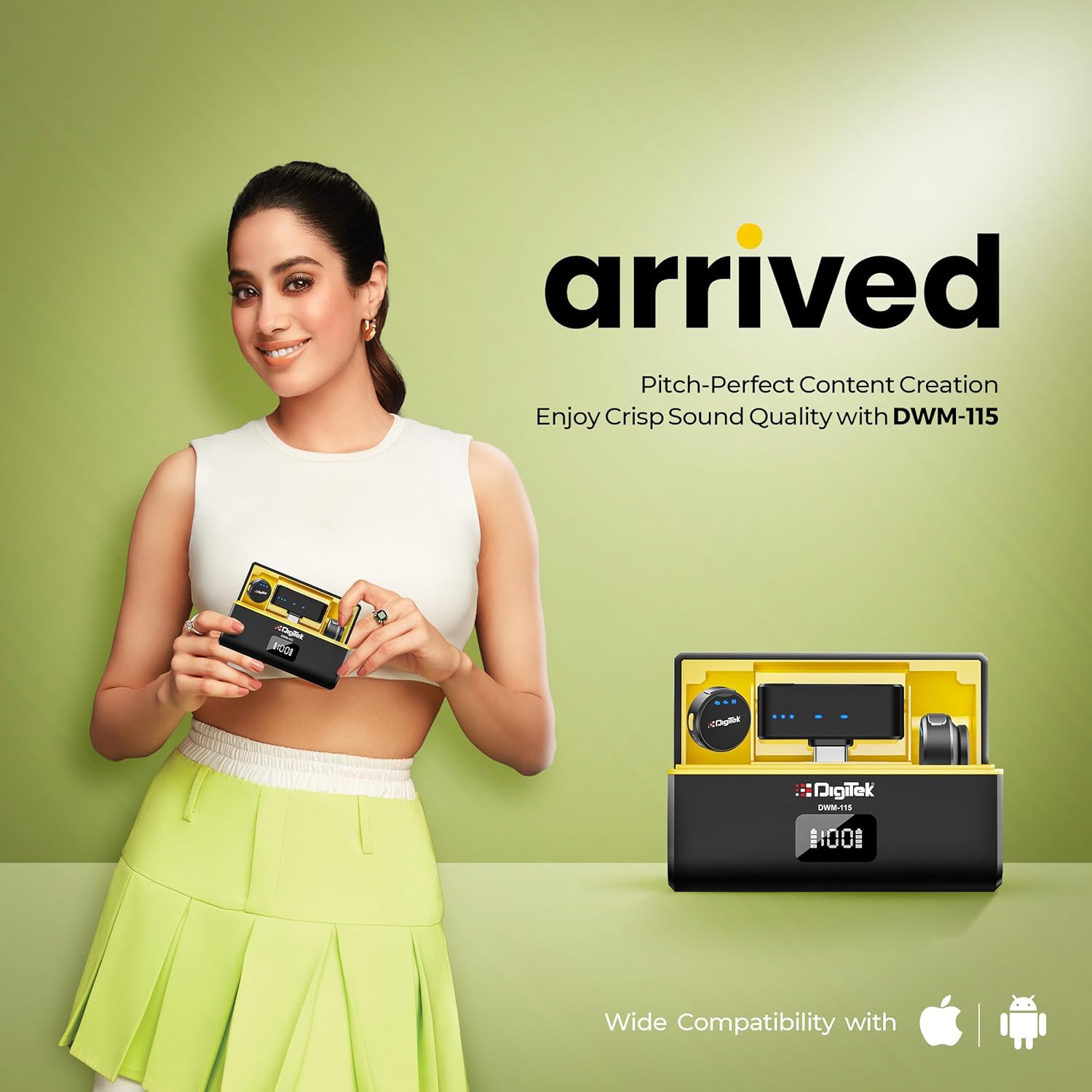 Digitek DWM-115 2-in-1 Wireless Microphone, 2.4GHz, Magnetic Clip, Noise Reduction Lavalier Mic