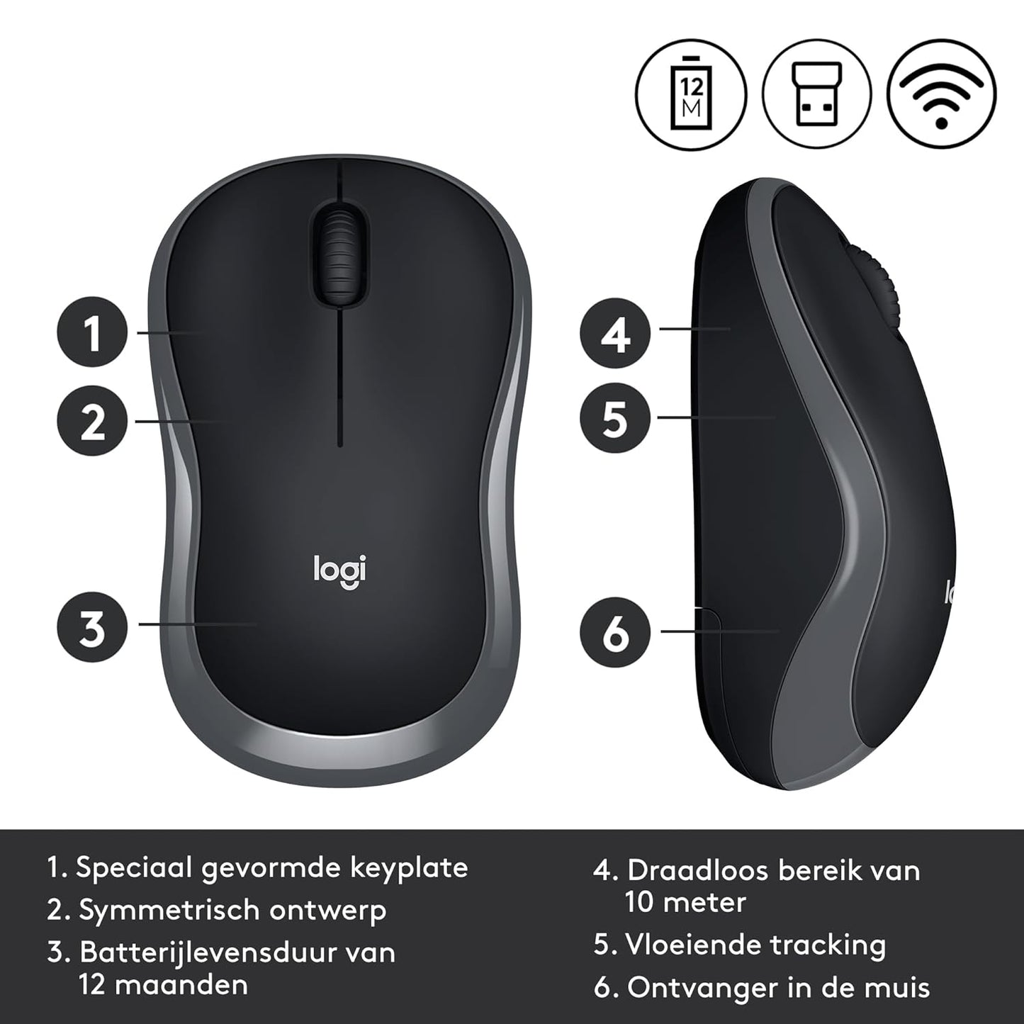 Logitech M185 Wireless Mouse Grey