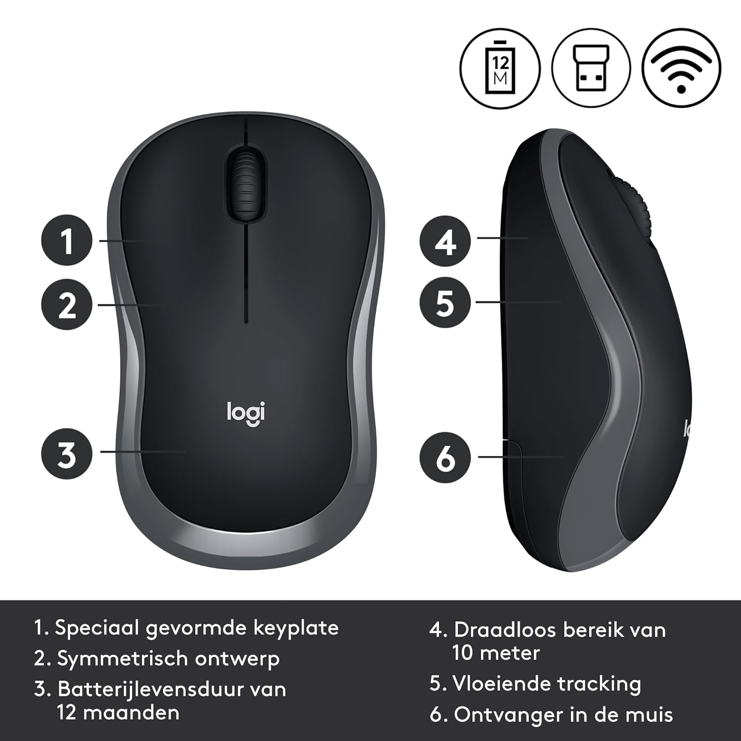 Logitech M185 Wireless Mouse Grey