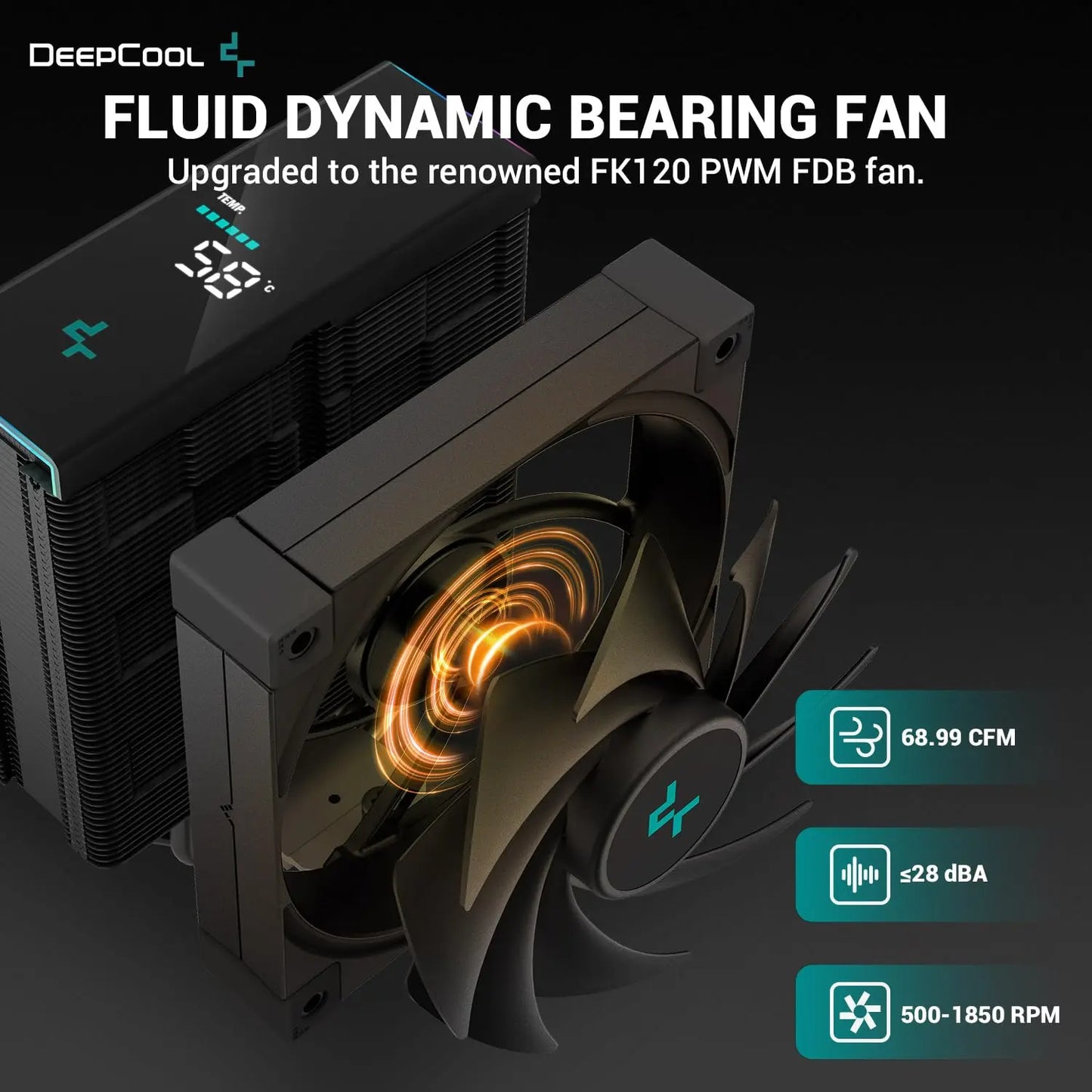 DeepCool AK400 Digital 120mm Fan Single Tower ARGB LED Strips CPU Air Cooler