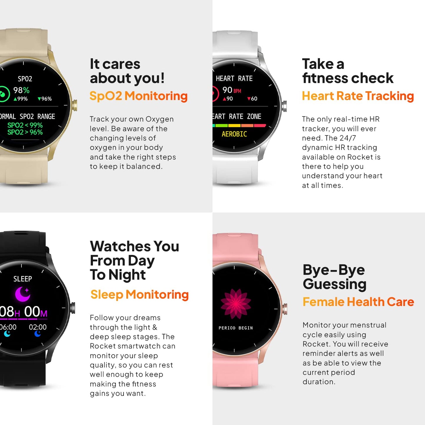 Fire-Boltt Rocket SmartWatch ‎BSW093 1.3" Bluetooth Calling Smartwatch with AI Voice Assistant, 100+ Sports Modes, 360 Health Suite Champagne Gold