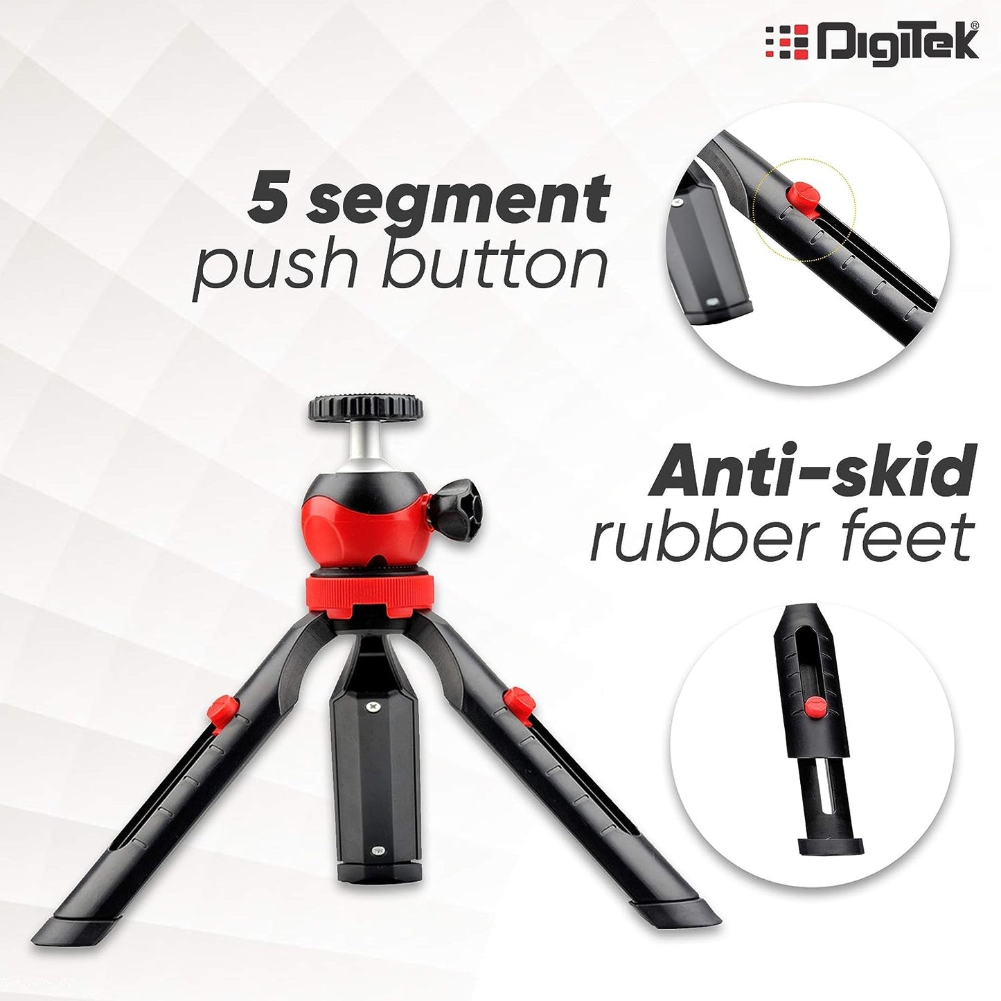 Digitek DTR-200MT 18CM Flexible & Portable Mini Tripod with Smartphone Holder & 360