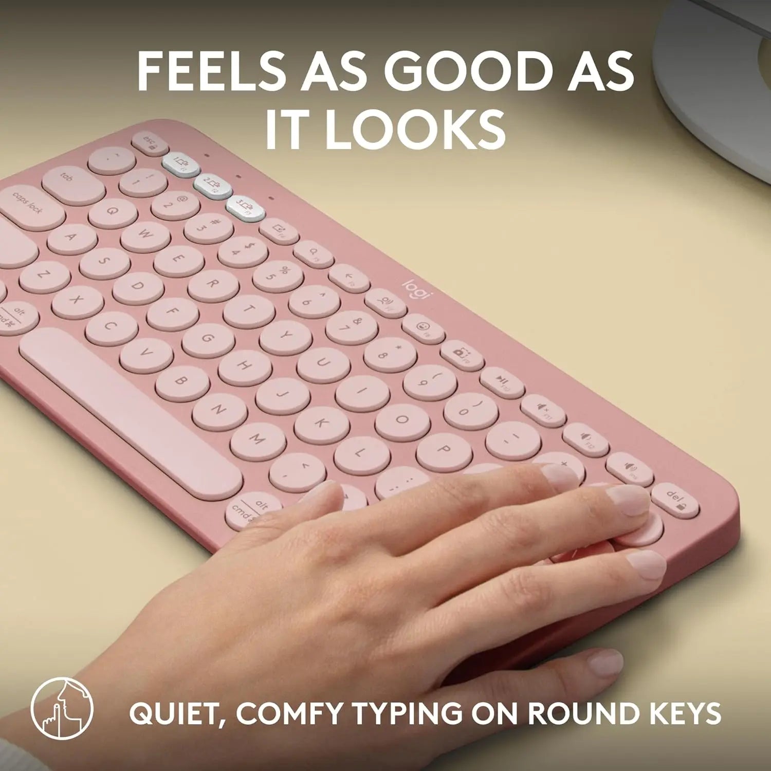 Logitech Pebble Keys 2 K380s, Multi-Device Bluetooth Wireless Keyboard Tonal Rose