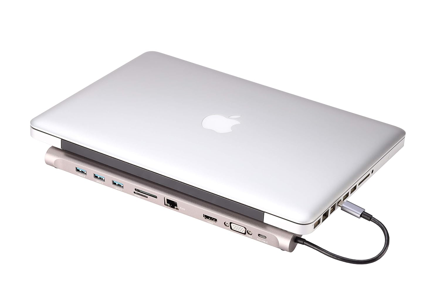 Nextech NA51C 10 in 1 USB-C Docking Station Type-C Adapter with 4K HDMI, VGA Port, PD Charging 100W, USB 3.0, USB 2.0, Aux, Card Readers for Laptop (Silver Colour)