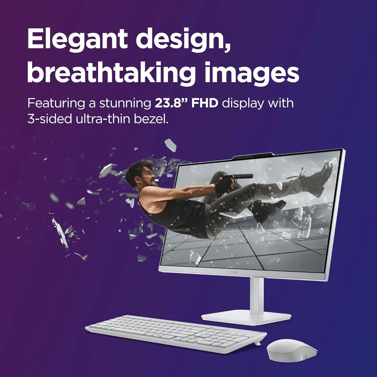 Lenovo A100 All in one F0J6005FIN Intel N100 Processor/8GB RAM/512GB SSD/Win11/Intel HD Graphics/MS Office 2024/Screen Inch 23.8/White