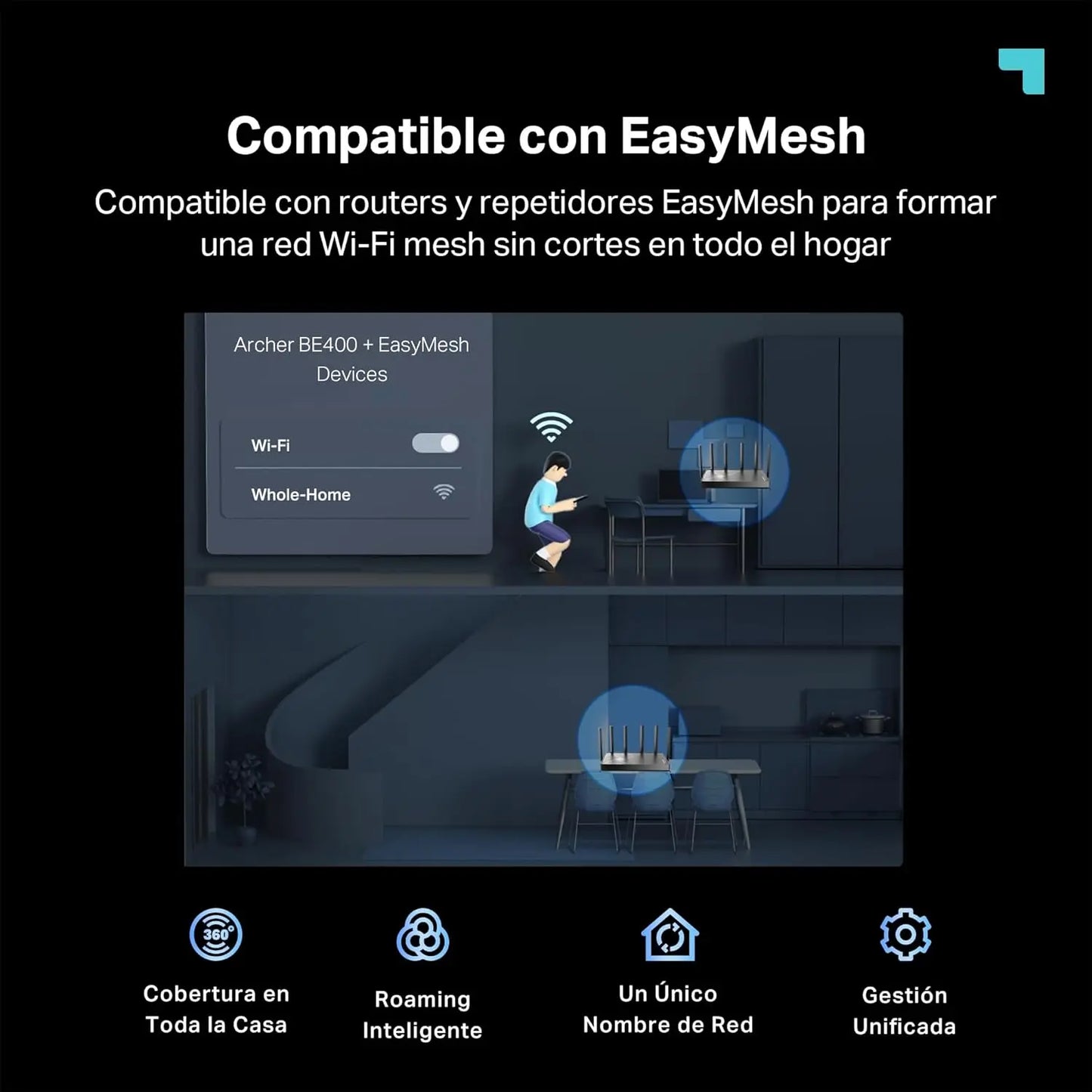 TP-Link BE6500 Archer BE400 Dual-Band Whole Home EasyMesh Wi-Fi 7 Router