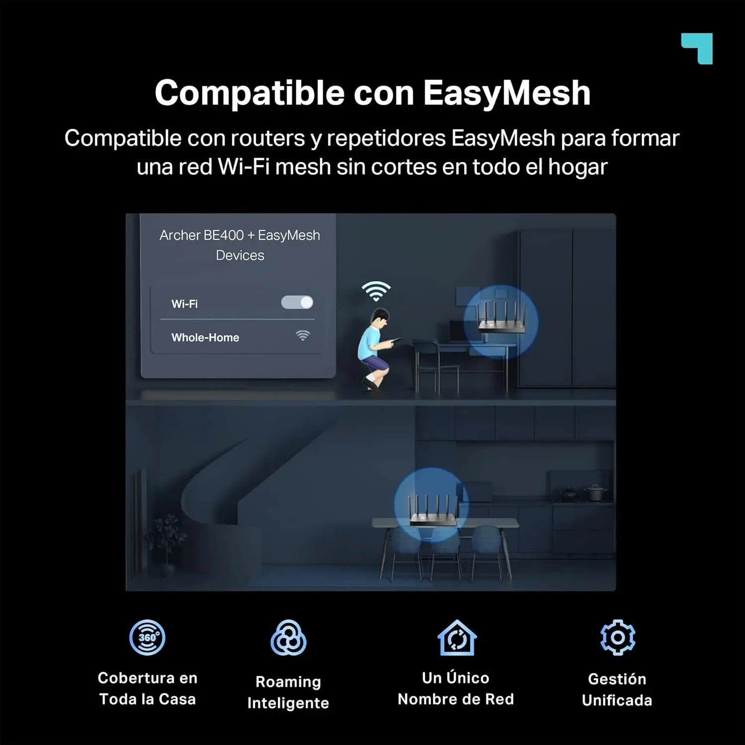 TP-Link BE6500 Archer BE400 Dual-Band Whole Home EasyMesh Wi-Fi 7 Router