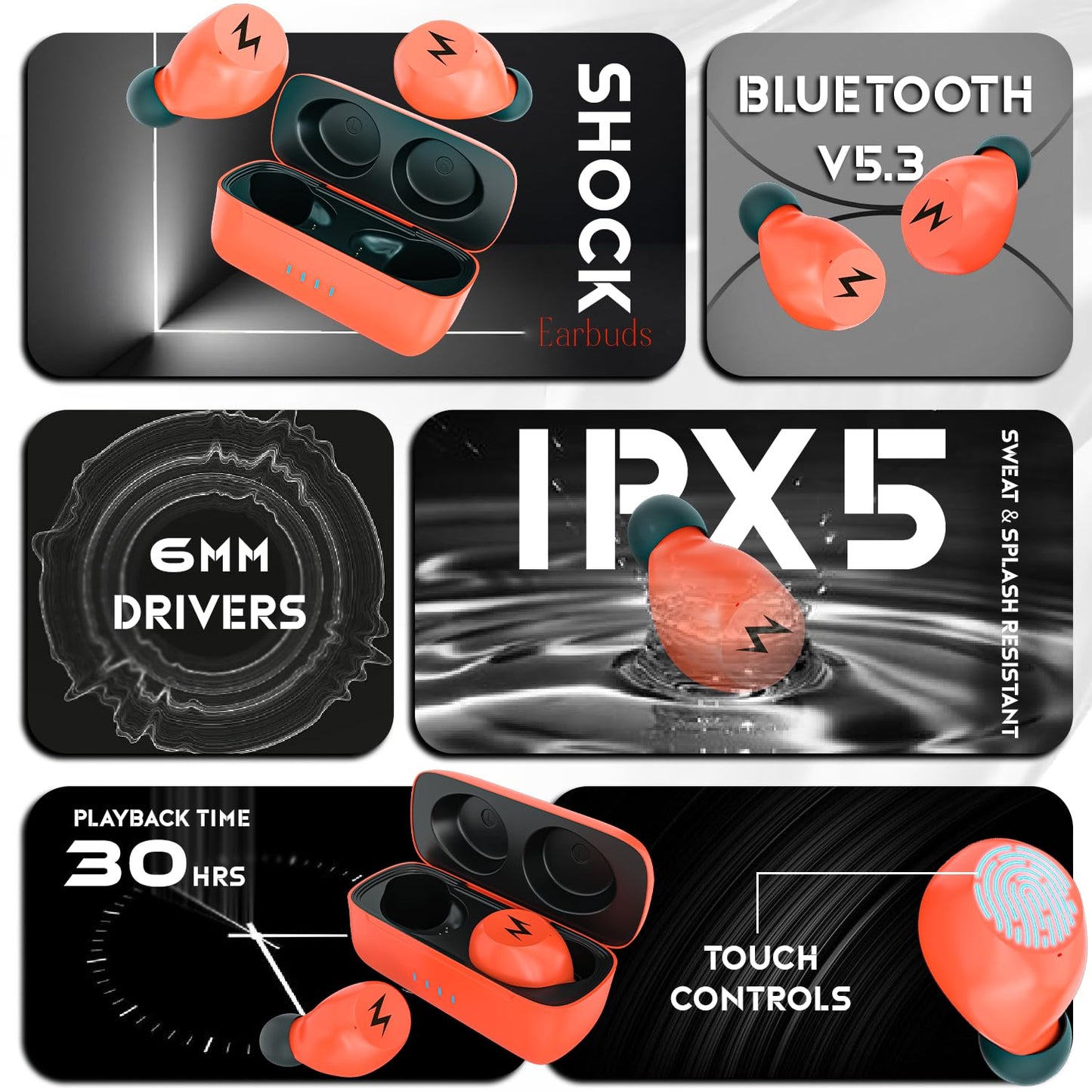 Tempt Shock True Wireless Earbuds Orange