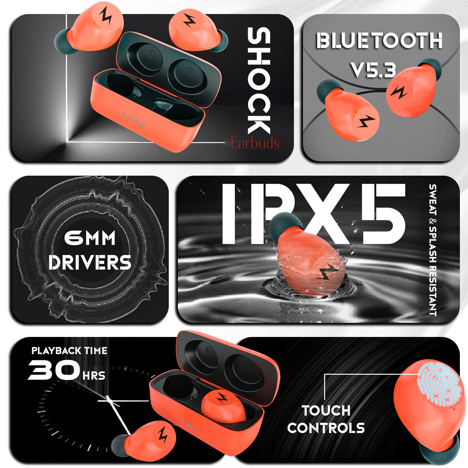 Tempt Shock True Wireless Earbuds Orange