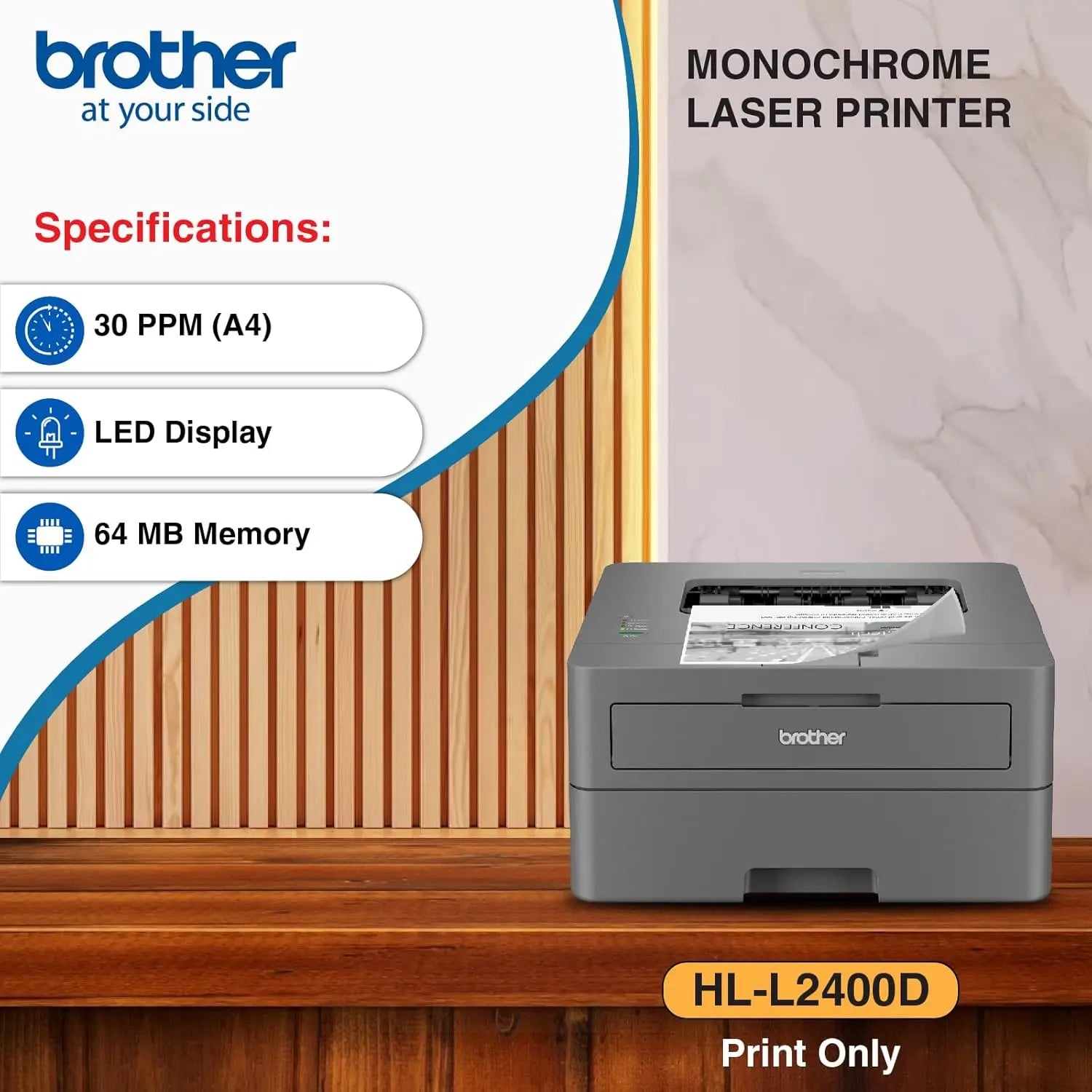 Brother Laser Printer HL-L2400D A4 Print Single Function Duplex