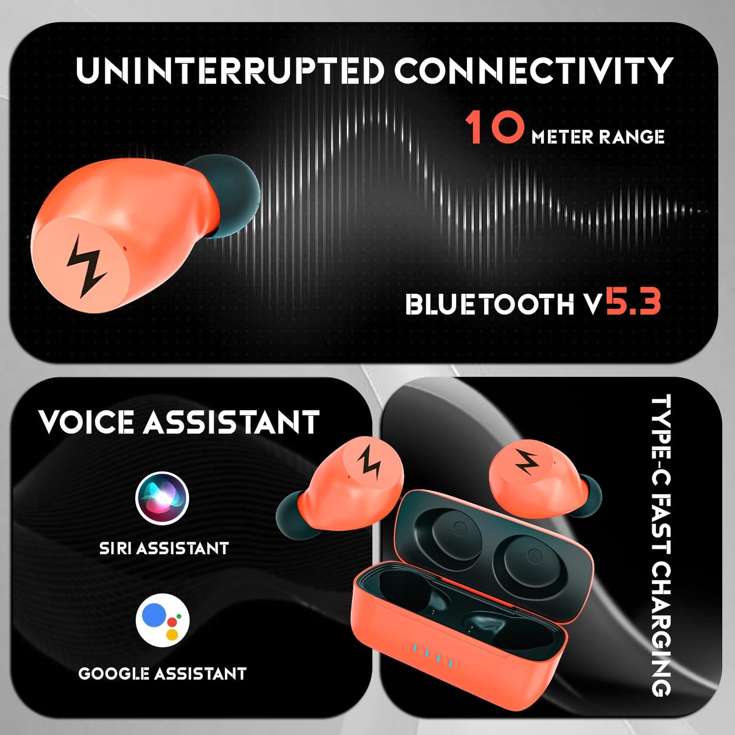 Tempt Shock True Wireless Earbuds Orange