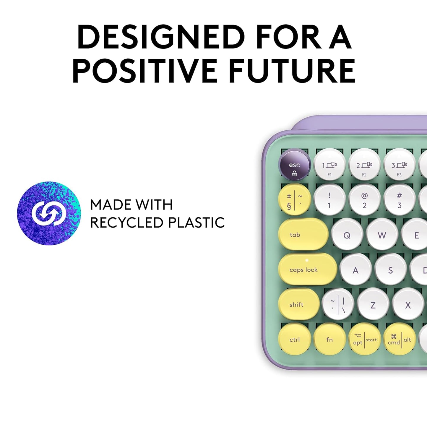 Logitech POP Keys Bluetooth 5.1 Wireless Keyboard with Multi Device Connectivity 50 Million Keystrokes, Daydream