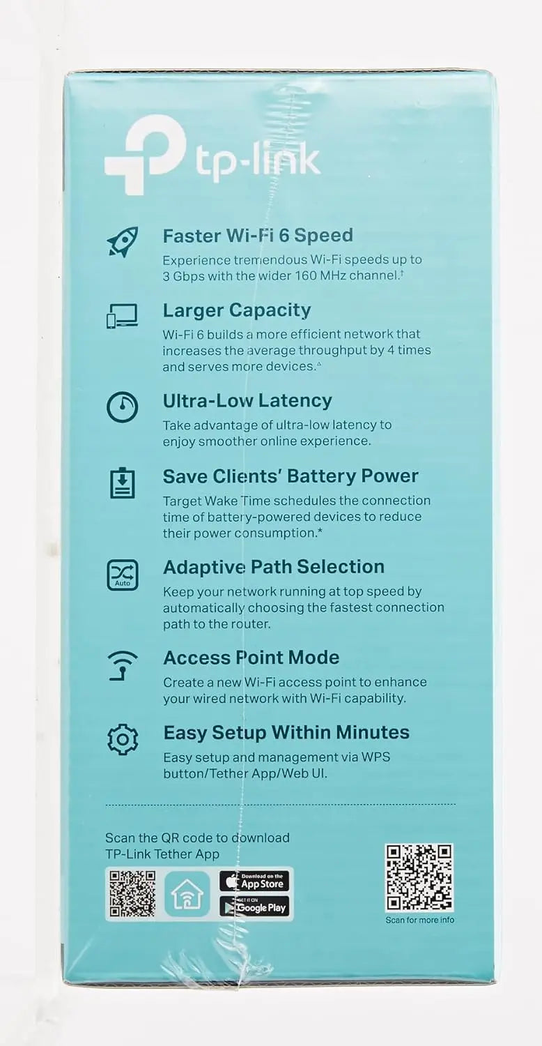 TP-Link AX3000 Mesh Dual Band Wi-Fi 6 Range Extender RE700X