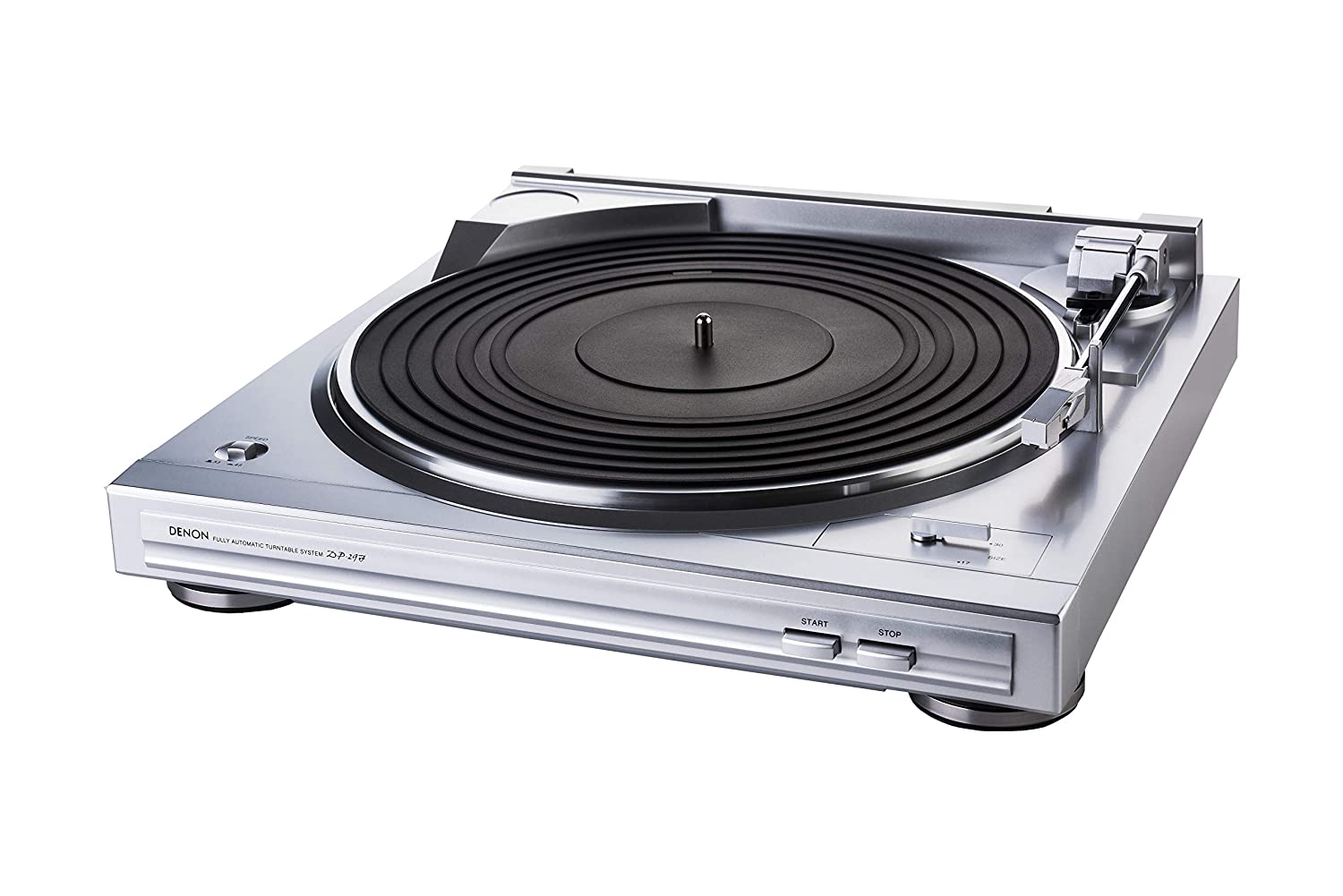 Denon DP-29F Automatic Belt-Drive Analog Turntable with Pre-Mounted Cartridge and Built-in Phono Preamp - Silver