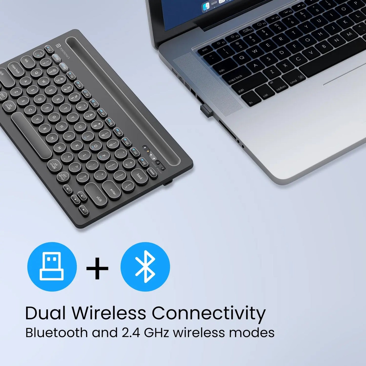 Portronics Bubble Dock Wireless Keyboard with Tablet Holder 2.4 GHz RF & Bluetooth 5.3