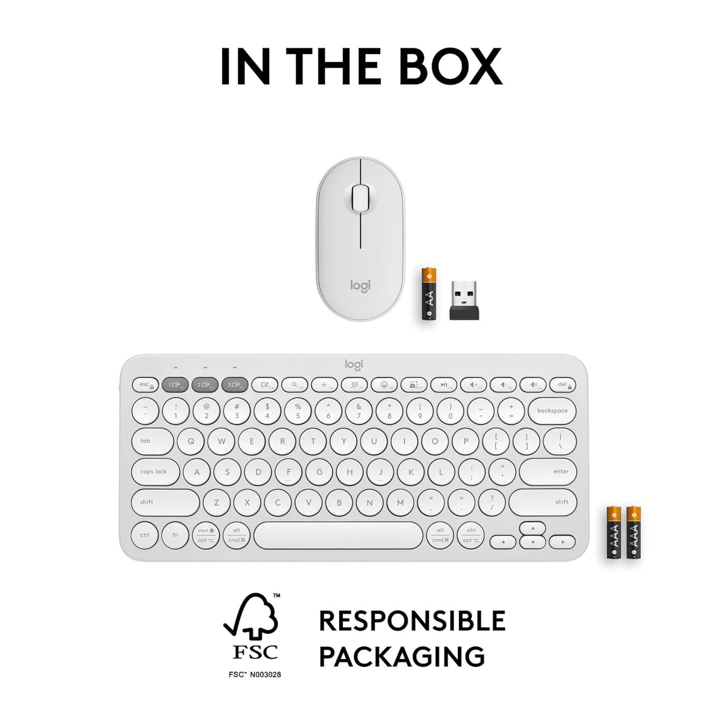 Logitech Keyboard Mouse Pebble 2 Combo White