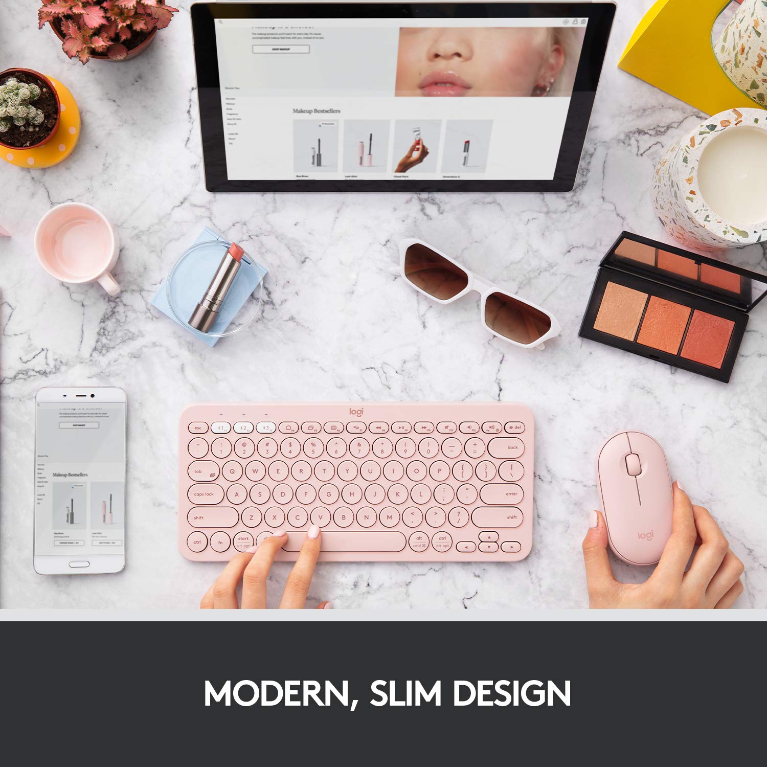 Logitech Pebble M350  Wireless Mouse with Bluetooth Rose