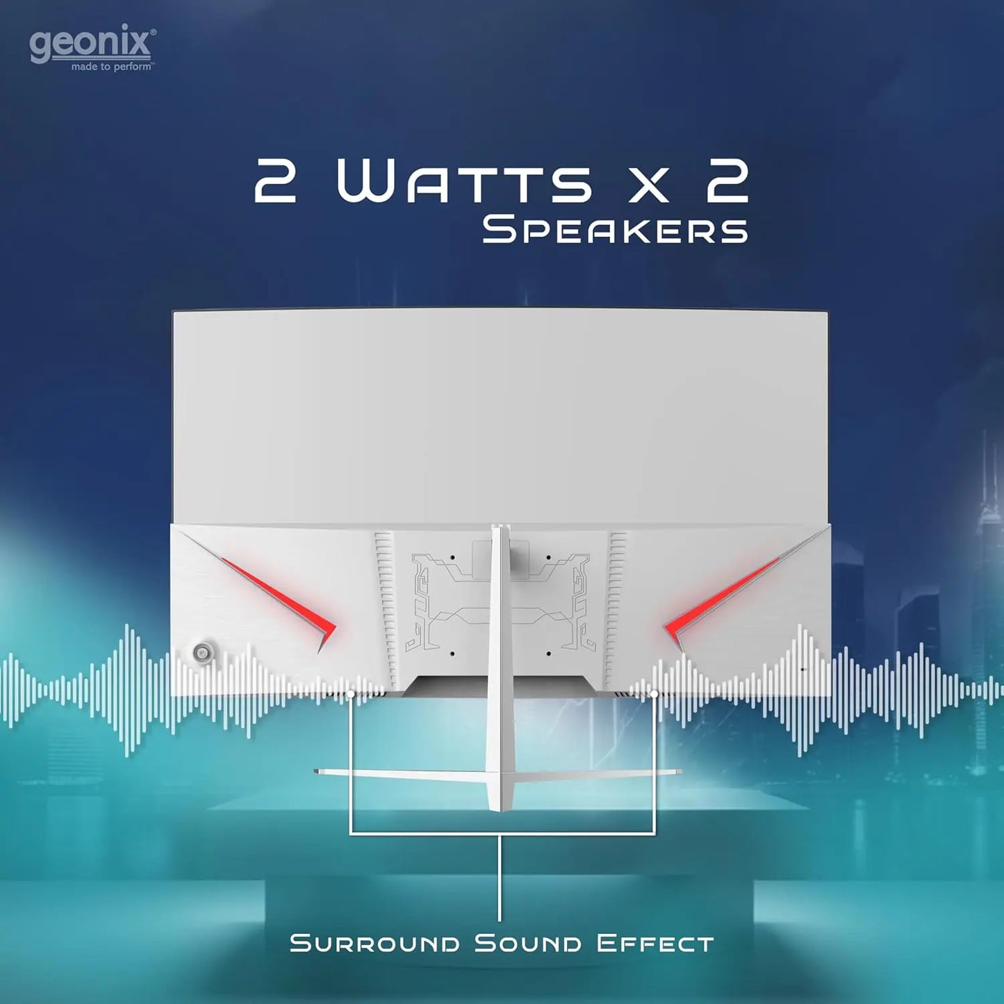 Geonix Argon 32" 75Hz 1080p Full HD LED Panel Curved Monitor with Dual Speakers - White My Store