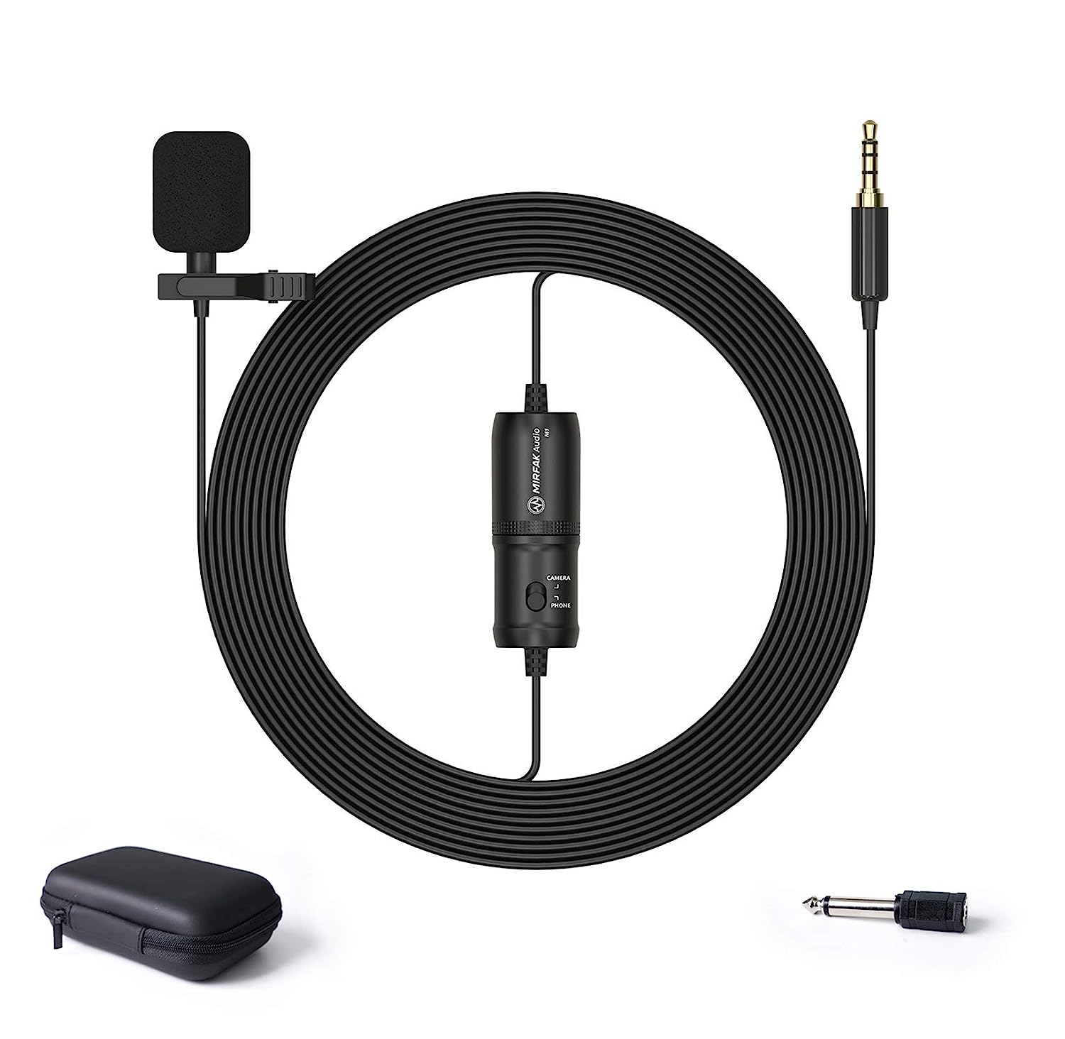 Mirfak Microphone MC1 Lavalier Auxiliary Omnidirectional Microphone for Use with DSLR, Camcorder Black