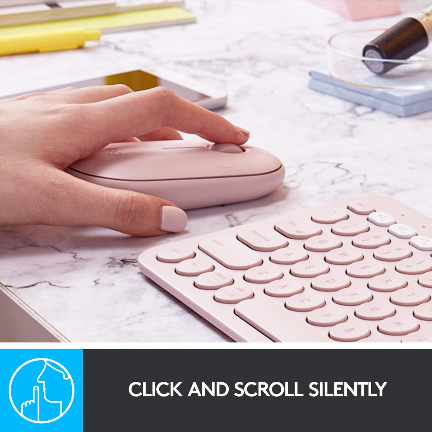 Logitech Pebble M350  Wireless Mouse with Bluetooth Rose