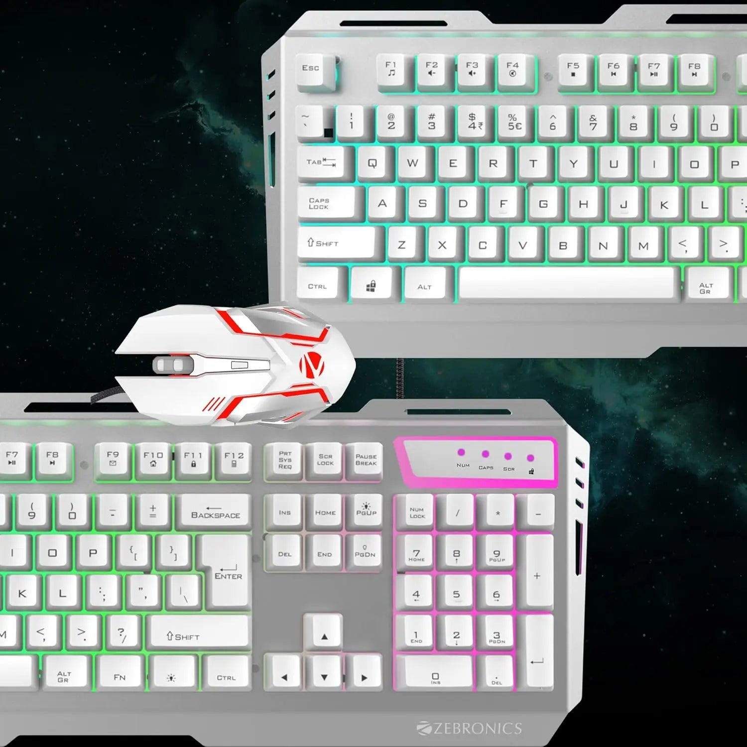Zebronics Zeb-Transformer  Gaming Keyboard and Mouse Combo USB, Braided Cable White