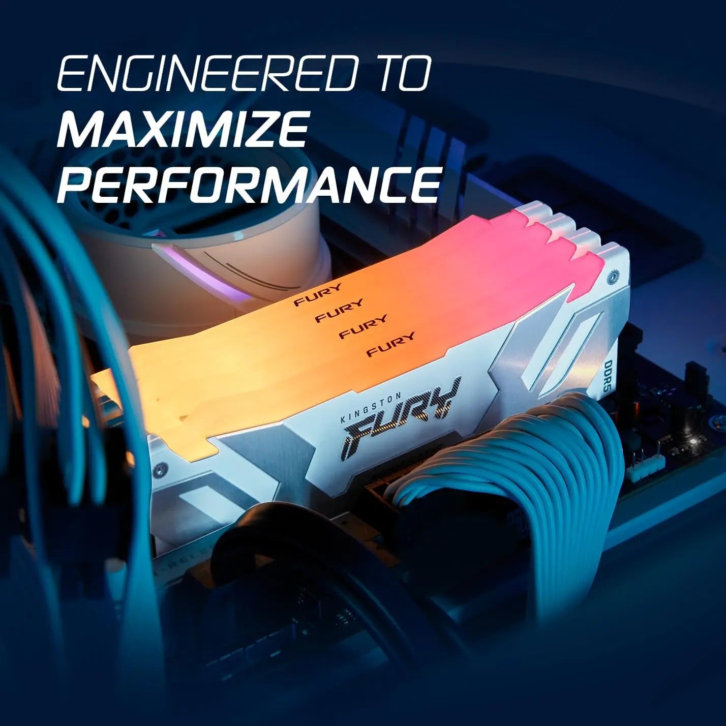 Kingston Fury Renegade RGB 16GB DDR5 7200MHz CL38 DIMM Desktop Gaming Memory - White