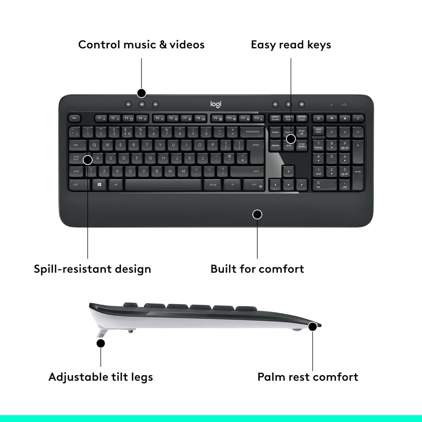 Logitech MK540 Wireless Keyboard and Mouse Combo 3-Year Battery Life Black
