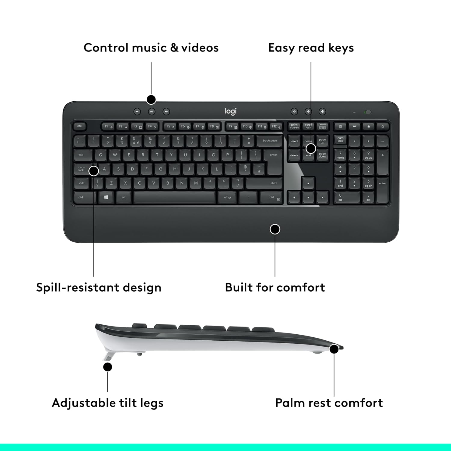 Logitech MK540 Wireless Keyboard and Mouse Combo 3-Year Battery Life Black