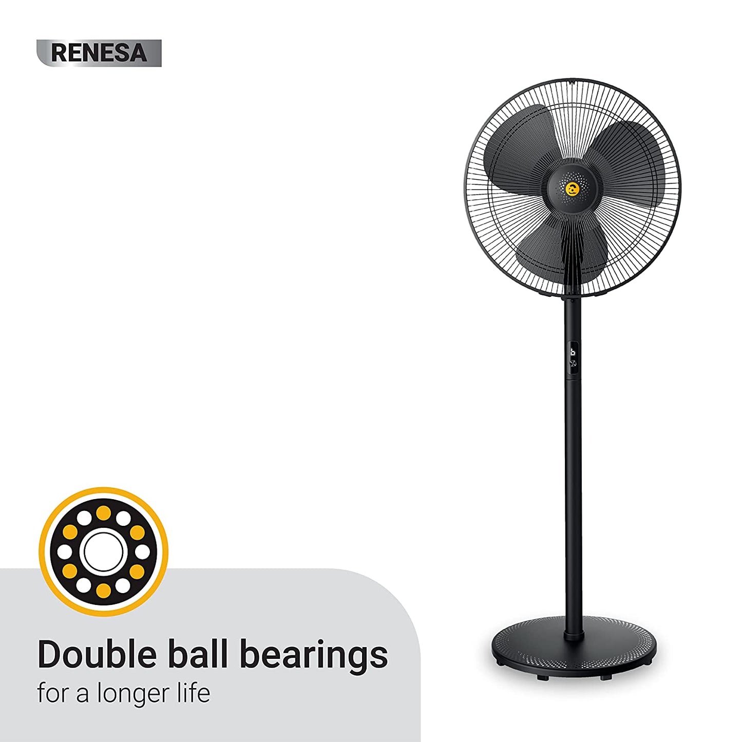 Atomberg Renesa 400mm NON-SWING BLDC motor Energy Saving Pedestal Fan with Remote Control Black