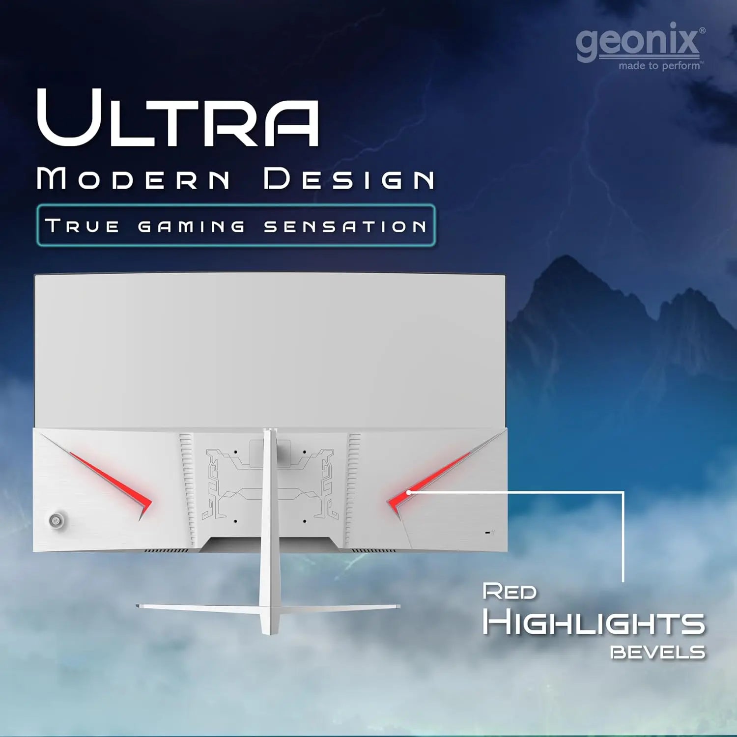 Geonix Argon 32" 75Hz 1080p Full HD LED Panel Curved Monitor with Dual Speakers - White My Store