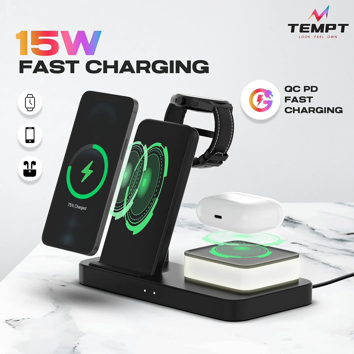 Tempt Lumina Wireless Charger Black