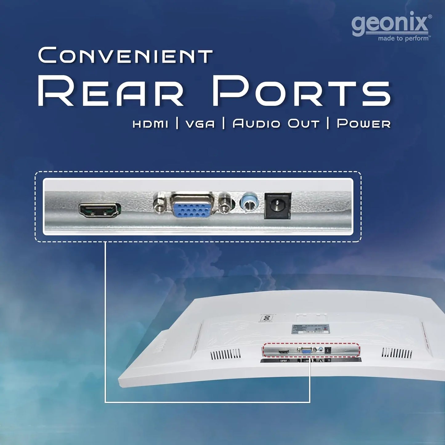 GEONIX Neon 27" 75Hz 1080p FHD  Curved Monitor with Dual Integrated Speakers - White My Store