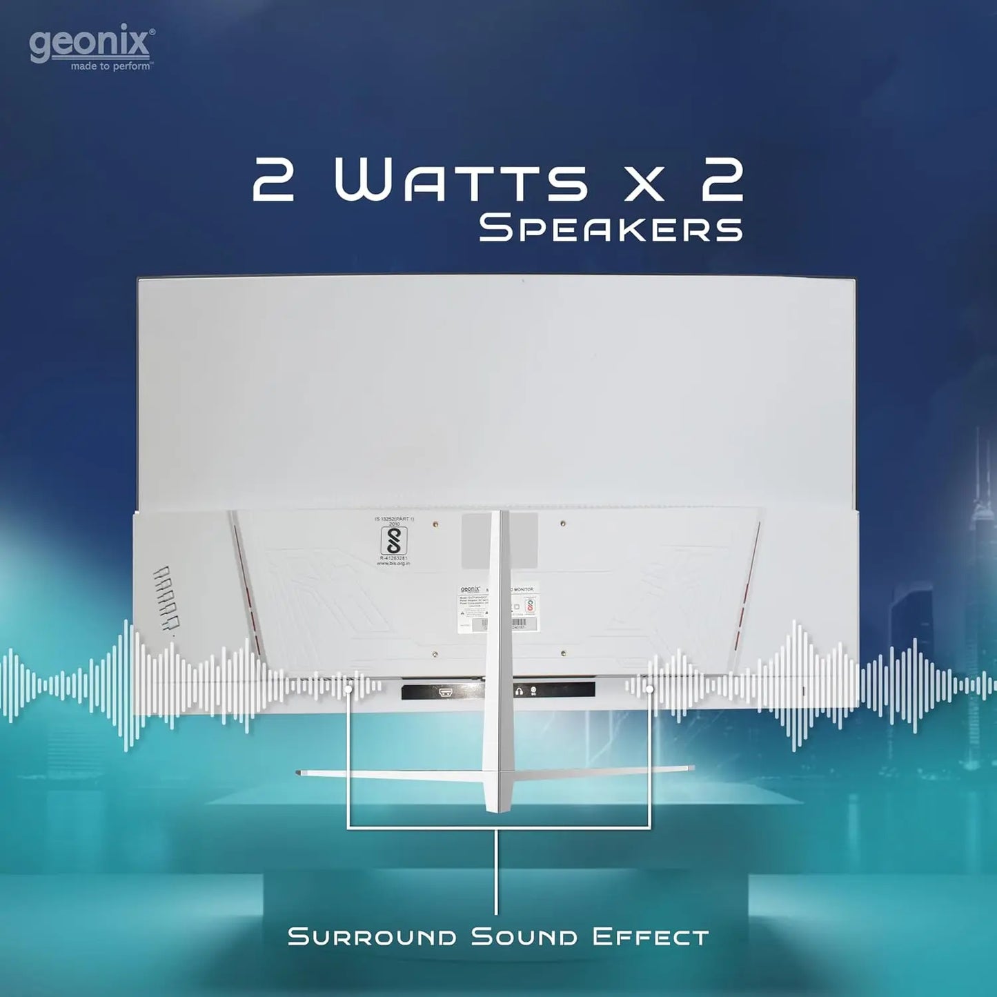 GEONIX Neon 27" 75Hz 1080p FHD  Curved Monitor with Dual Integrated Speakers - White My Store