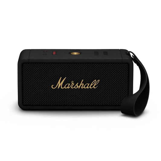 Marshall Middleton Portable Bluetooth Speaker with 20+ Hours of Portable Playtime, 360° Sound, Dust & Waterproof (IP67) - Black & Brass.