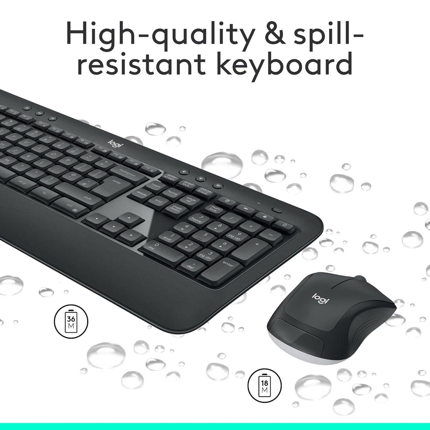 Logitech MK540 Wireless Keyboard and Mouse Combo 3-Year Battery Life Black