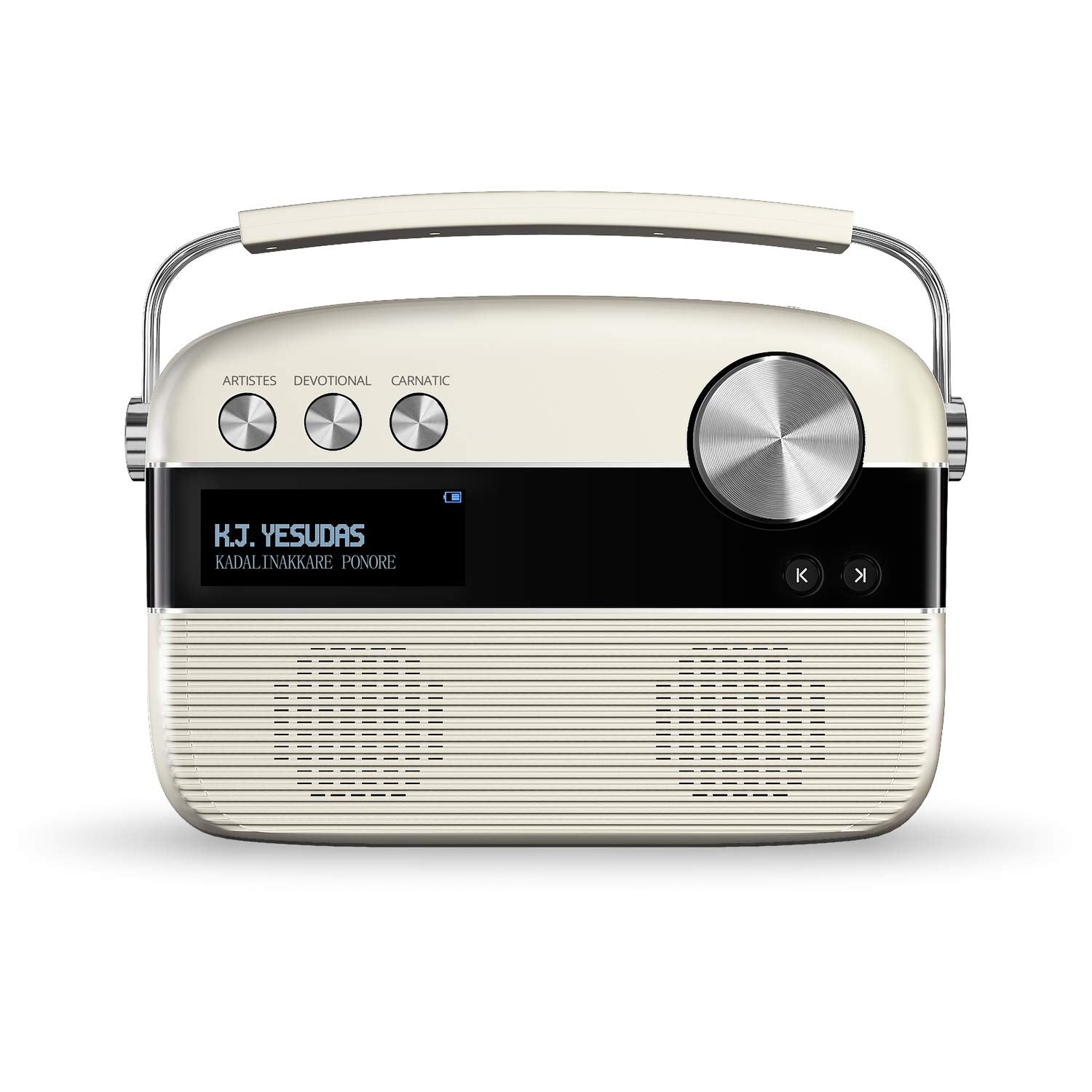 Saregama Carvaan Portable Wireless Speaker with USB FM Bluetooth & 5000 Pre Installed Songs - Porcelain White