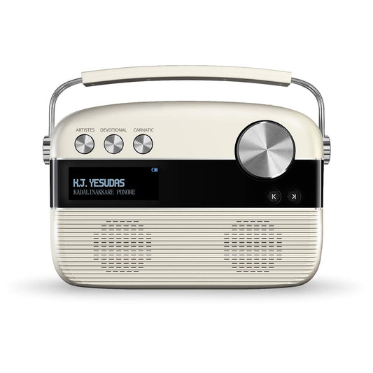 Saregama Carvaan Portable Wireless Speaker with USB FM Bluetooth & 5000 Pre Installed Songs - Porcelain White